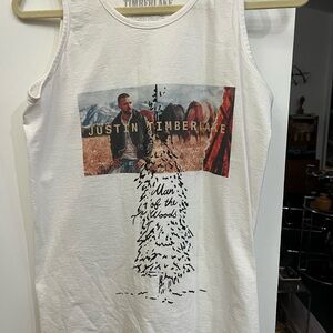Justin Timberlake Man of the Woods White Graphic Tour Tank Top size Med